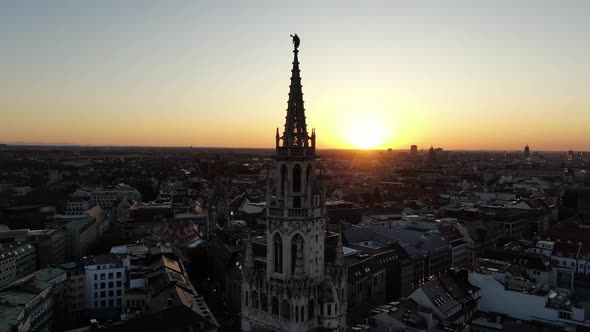 Drone Flight Around Marienplatz In Munich