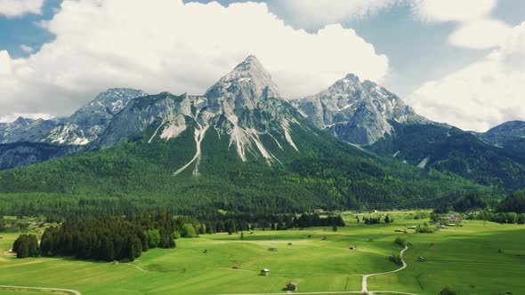 Colorful summer panorama of Austrian Alps, Reutte district, state of Tyrol, Austria, Europe.