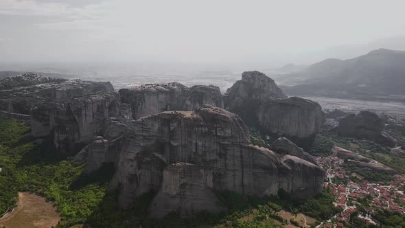 Landscape of the Meteora Mountains view