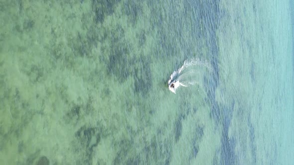 Vertical Video Boats in the Ocean Near the Coast of Zanzibar Tanzania Aerial View