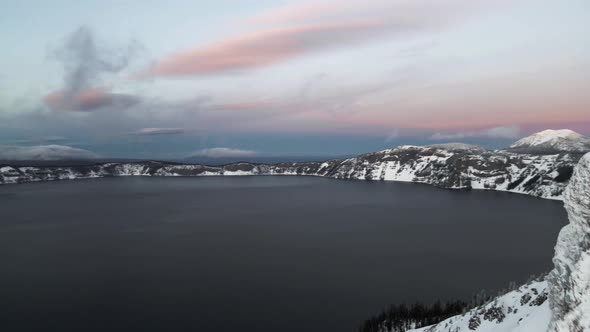 Aerial view of Crater Lake with Mazama Volcano on the background, Oregon, USA