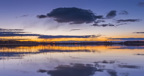 Calm Lake Water in the Evening Blue Hour