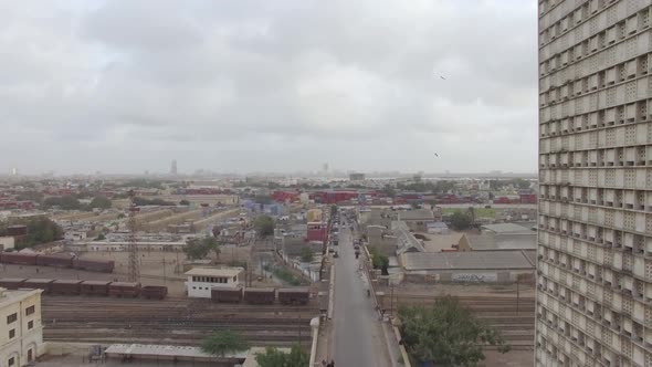 Slow Rise over Railway Yard, Karachi, Pakistaneagle crosses over