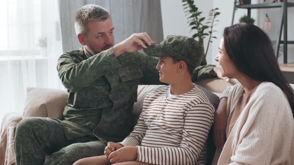Bearded Army Officer Spending Time with Family