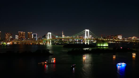 Beautiful Rainbow bridge in Tokyo city in Japan