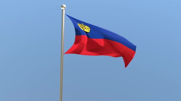 Liechtenstein flag on flagpole.