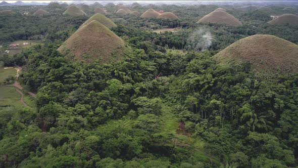 Filipino Chocolate Hills Valley Aerial View Misty Above Tree Tops Bohol Island