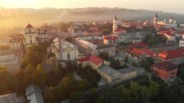 Aerial View of City Center of KamenetsPodolsky in Ukraine