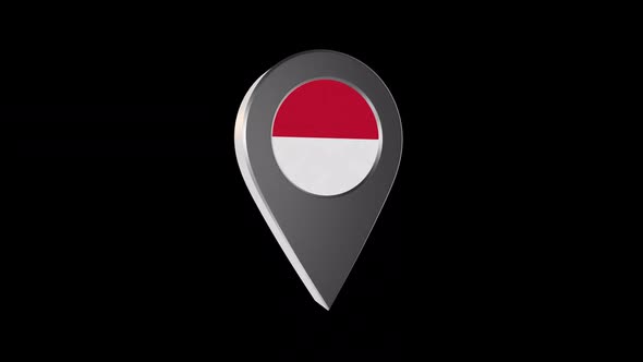 3d Animation Map Navigation Pointer With Monaco  Flag With Alpha Channel - 2K