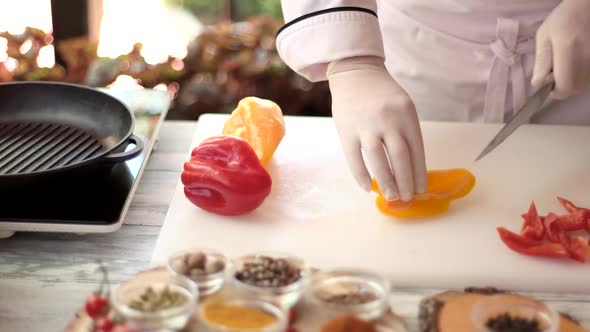 Chef Cutting Bell Pepper