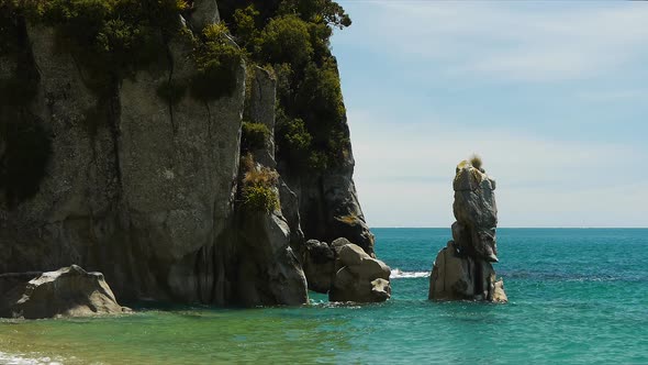 close up shot of rock formations at anapai bay