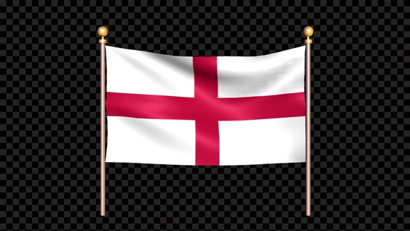 Flag Of England Waving In Double Pole Looped