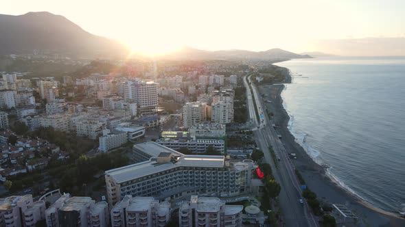 Aerial View Alanya Turkey  Resort Town Seashore