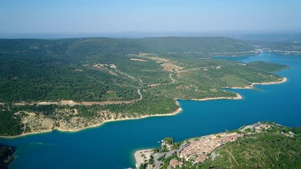 Lake of Sainte-Croix in the Verdon Regional Natural Park in France from the sky