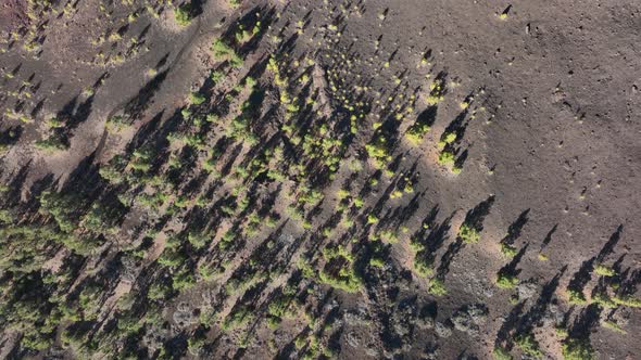 Drone Aerial of the Peak of a Volcanic Mountain in a National Nature Park Rocky Rough Beautiful