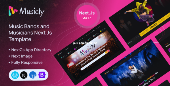 Musicly - Music Bands and Musicians Next Js Template