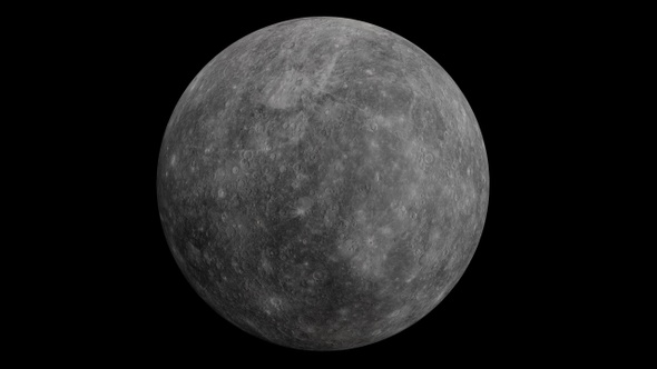 Realistic 3d animaton of Planet Mercury slowly spinning.