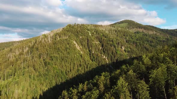 Beautiful Summer Landscape of Green Hills and Tatra Mountains Aerial Shot Poland Zakopane