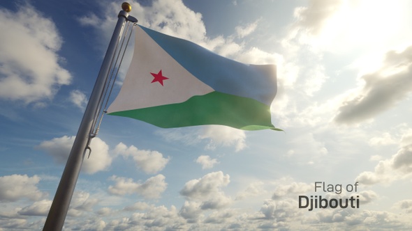 Djibouti Flag on a Flagpole