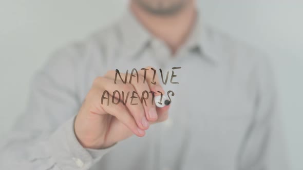 Native Advertising Writing on Screen with Hand