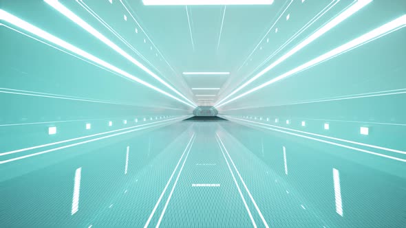 Corridor in a Spaceship 3d Futuristic Sci-fi Design