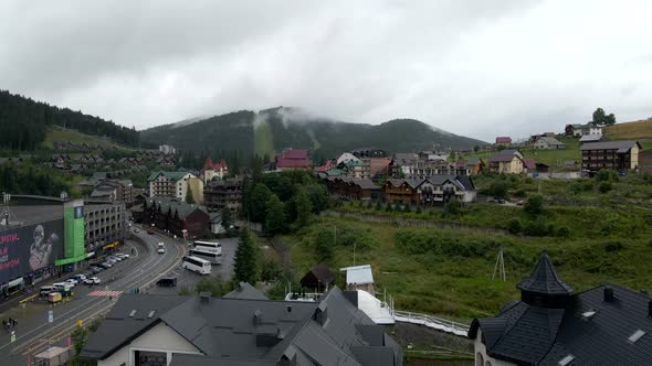 Aerial View of Bukovel in Carpathian Mountains