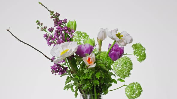 Beautiful Romantic Bouquet of Fresh Wildflowers Over White Background