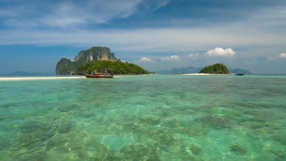 The Azure Water of the Shelf Near Tropical Island, Thailand. , FHD