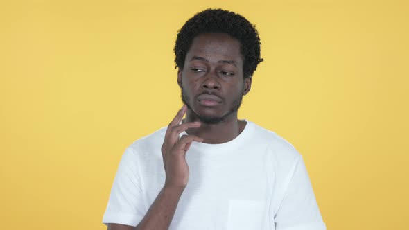 Toothache, African Man with Tooth Pain, Yellow Background