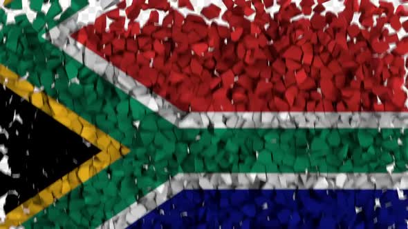 South Africa Flag Breaking Rocks Transition
