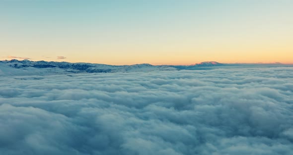 Aerial View of the Magical Atmosphere Above the Sky at Sunrise