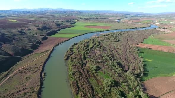 Long and Huge Big River in Vast Plain