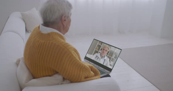 Telehealth Service for Lonely Elderly People, Doctor Is Calling By Video, Chatting Online with