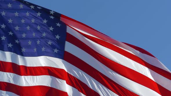 American Flag Slow Motion Waving, Close Up Video