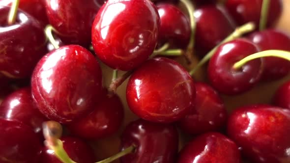 Ripe Red Cherry Closeup Rotates