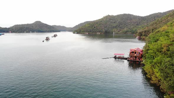 The big reservoir of Srinagarind Dam in Kanchanaburi Thailand.