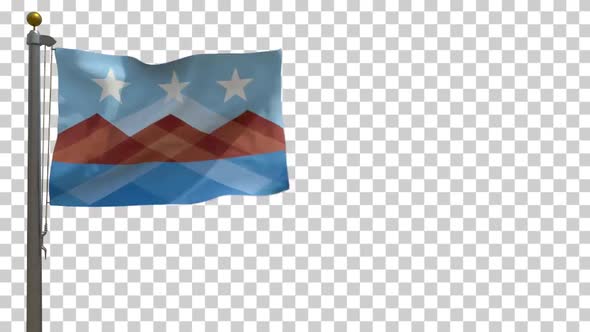 Peoria City Flag (Arizona, USA) on Flagpole with Alpha Channel - 4K