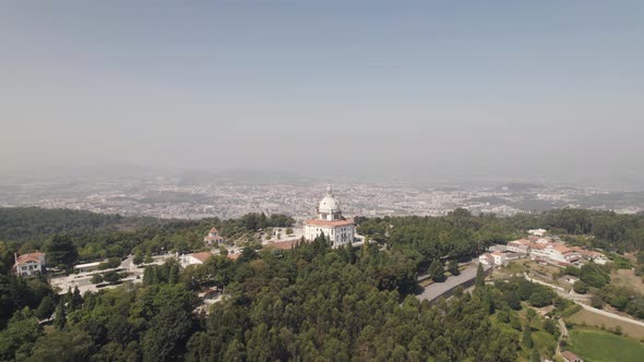 Sanctuary of Our Lady of Sameiro in Braga and surrounding landscape, Portugal.