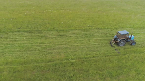 Tractor Mows the Grass