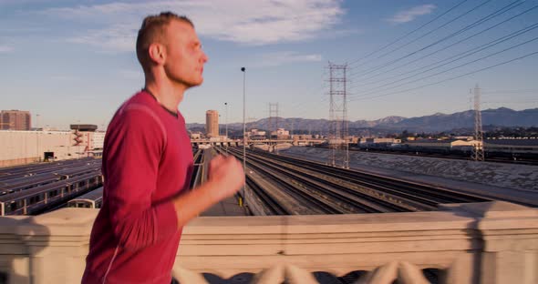 Athletic Male Jogging Los Angeles Slow-Motion