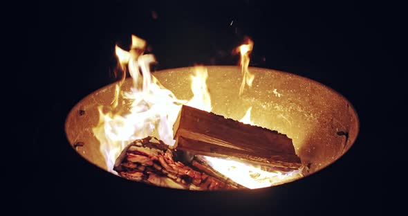 Closeup View of Campfire Bonfire Outdoors Forks of Flame of Openair Fire