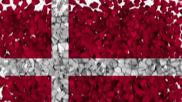 Denmark Flag Breaking Rocks Transition