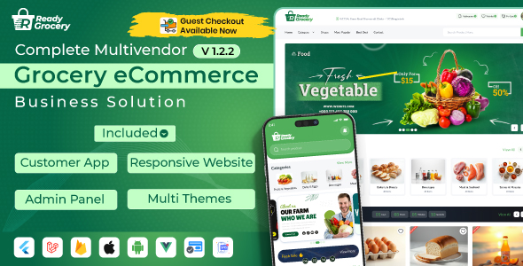 ReadyGrocery– Multivendor Grocery & eCommerce Mobile App with Website & Laravel Admin Panel