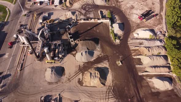 Equipment And Materials For Producing Asphalt In Detroit, Michigan - aerial drone