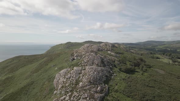 View On The Top Of The Head Mountain In Bray Town County Wicklow, Ireland - orbital drone shot