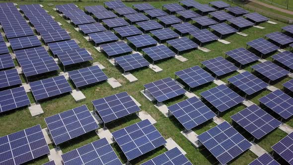 Drone Fly Over Solar Panel Plant