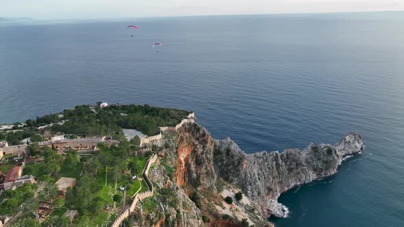 Paragliding aerial view 4 K Turkey Alanya