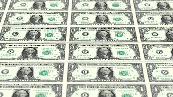 One dollar banknote motion background