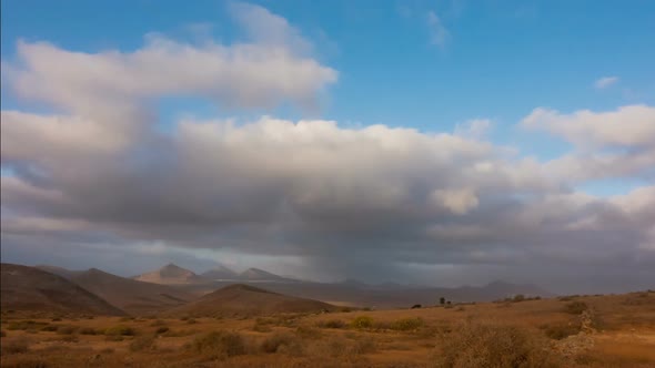 Morning Timelapse of Lanzarote Timanfaya Mountain and Clouds