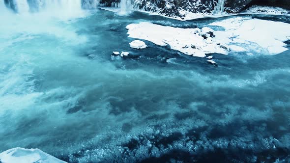 Frozen River Aerial Landscape Magical Winter Location of Snow and Ice Pure Glacial Water with a Huge